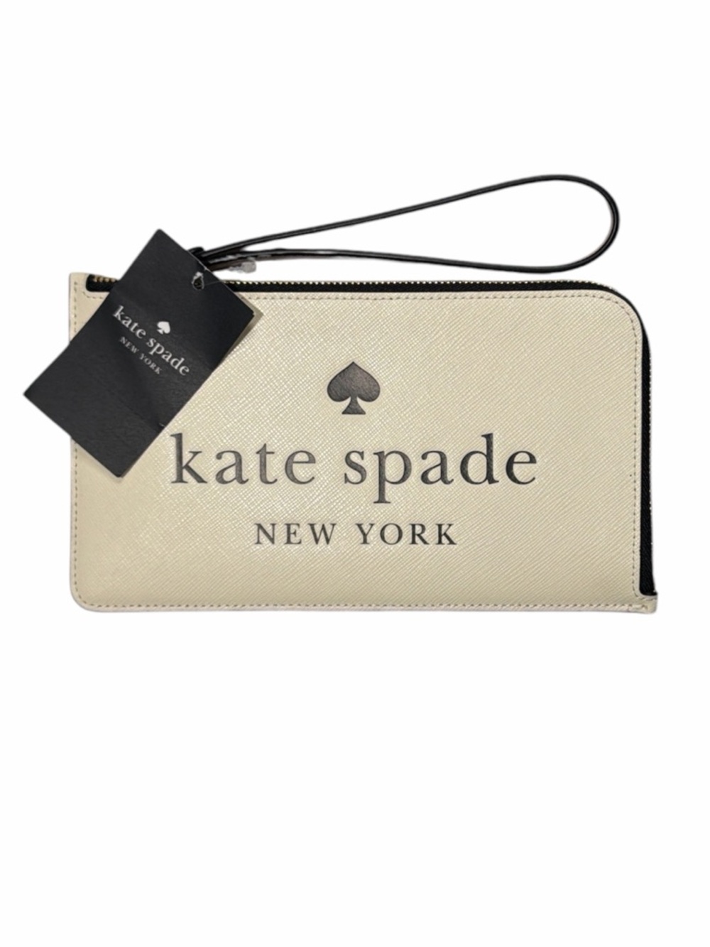 KATE SPADE NWT New York Cream Logo Zip Wristlet